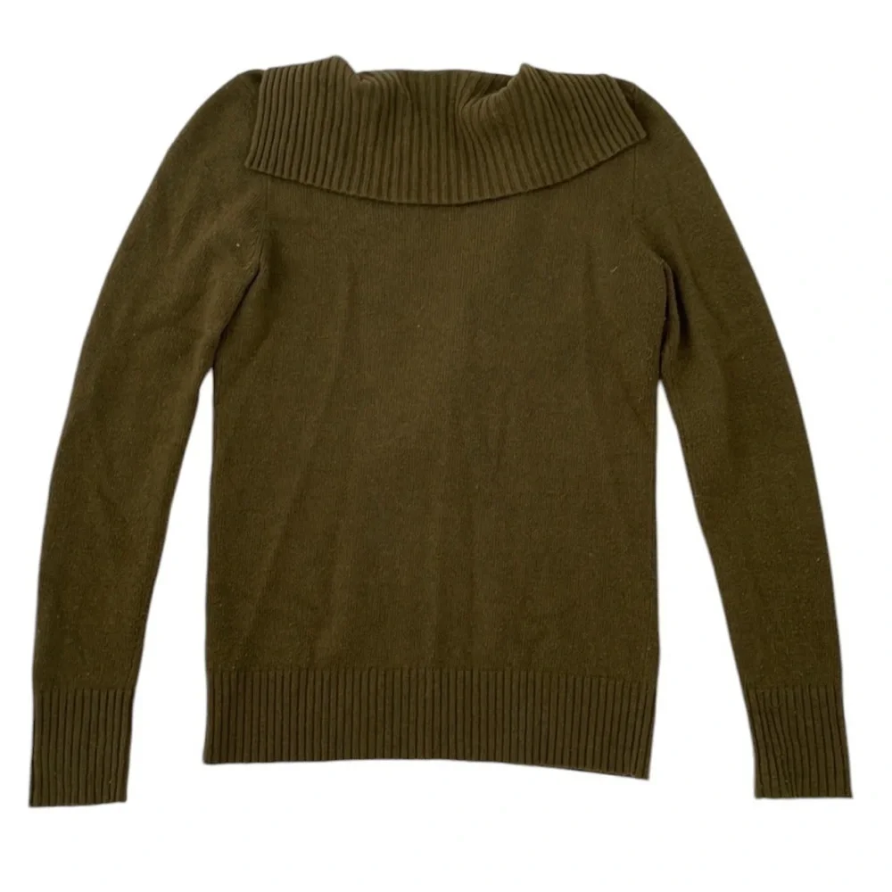 J. Crew Asymmetrical Zip Neck Ruffle Cashmere Wool Ribbed Sweater - Picture 10 of 10